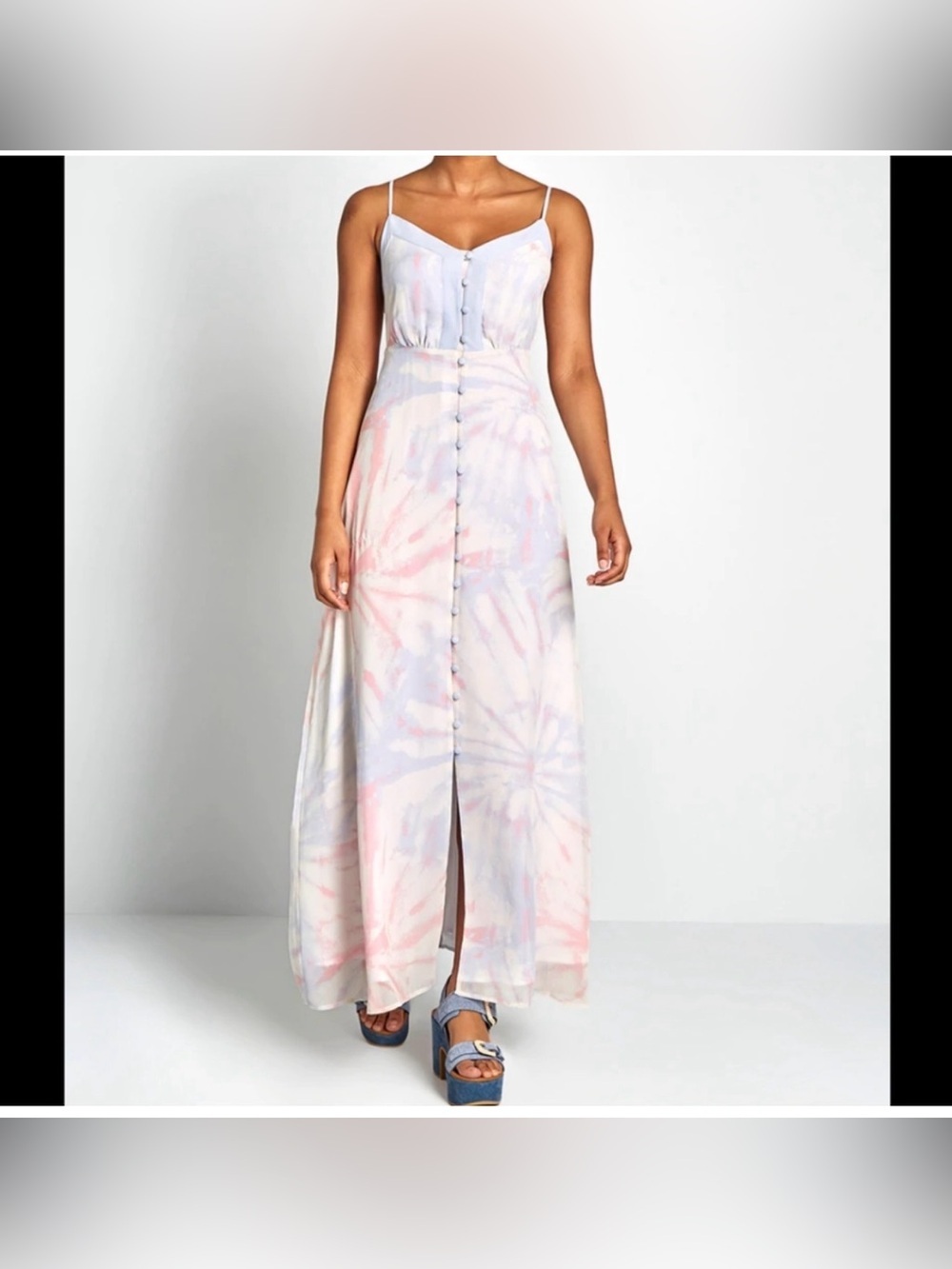 Modcloth Look The Party Sleeveless Button Front Lined Maxi Dress Womens 6 NWT